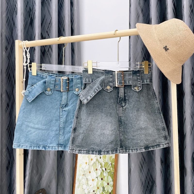 Váy Jeans chữ A kèm thắt lưng Sành Điệu CAO CẤP.