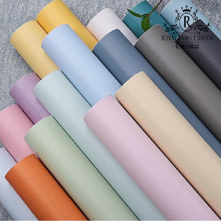 Giấy dán tường màu trơn pastel ⚡[𝐅𝐑𝐄𝐄𝐒𝐇𝐈𝐏]⚡ Giấy decal dán tường phòng ngủ có sẵn keo khổ rộng 45 cm dài 10 mét chống ẩm