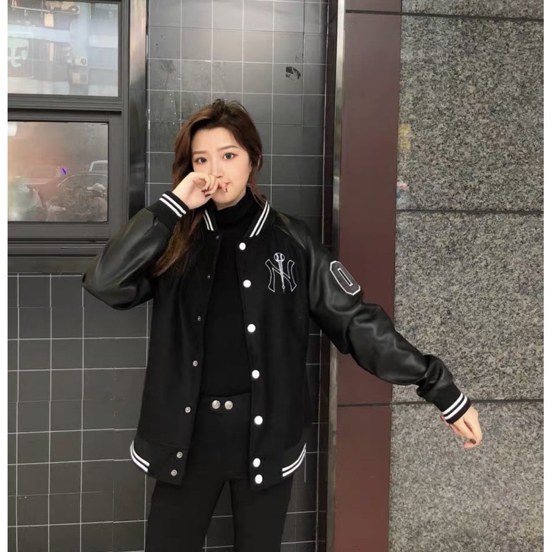 (AUTHENTIC) (Sẵn) Áo khoác MLBNY bomber tay da PU siêu hot hit | BigBuy360 - bigbuy360.vn