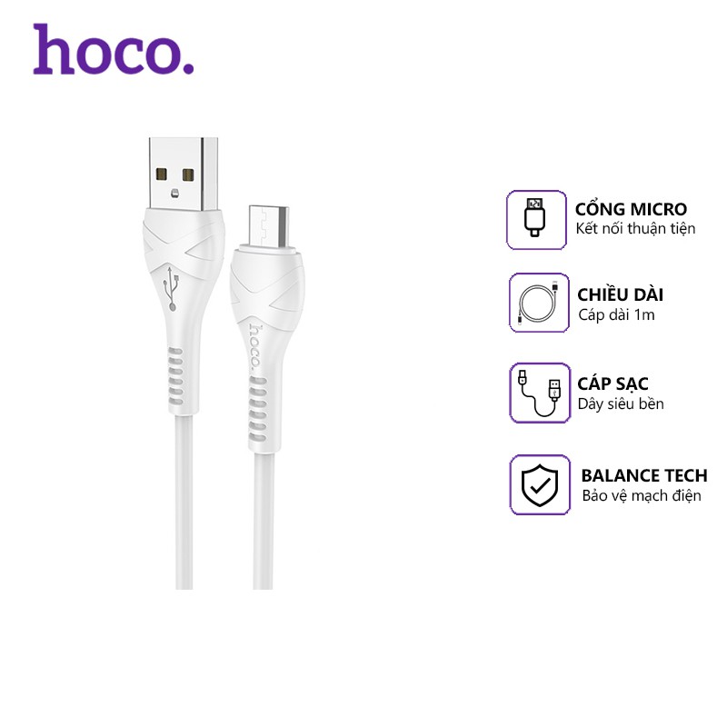 Cáp sạc nhanh Hoco X37 3.0A, cổng kết nối Micro Usb, dài 1m