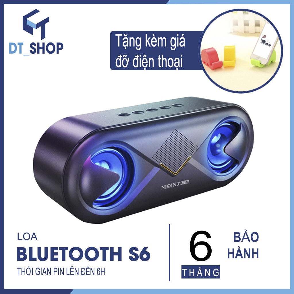 Loa Bluetooth Goden House S6 Cao Cấp - Loa Bluetooth Mini Để Bàn Tích Hợp Công Nghệ Âm Thanh Stereo Siêu Trầm Âm