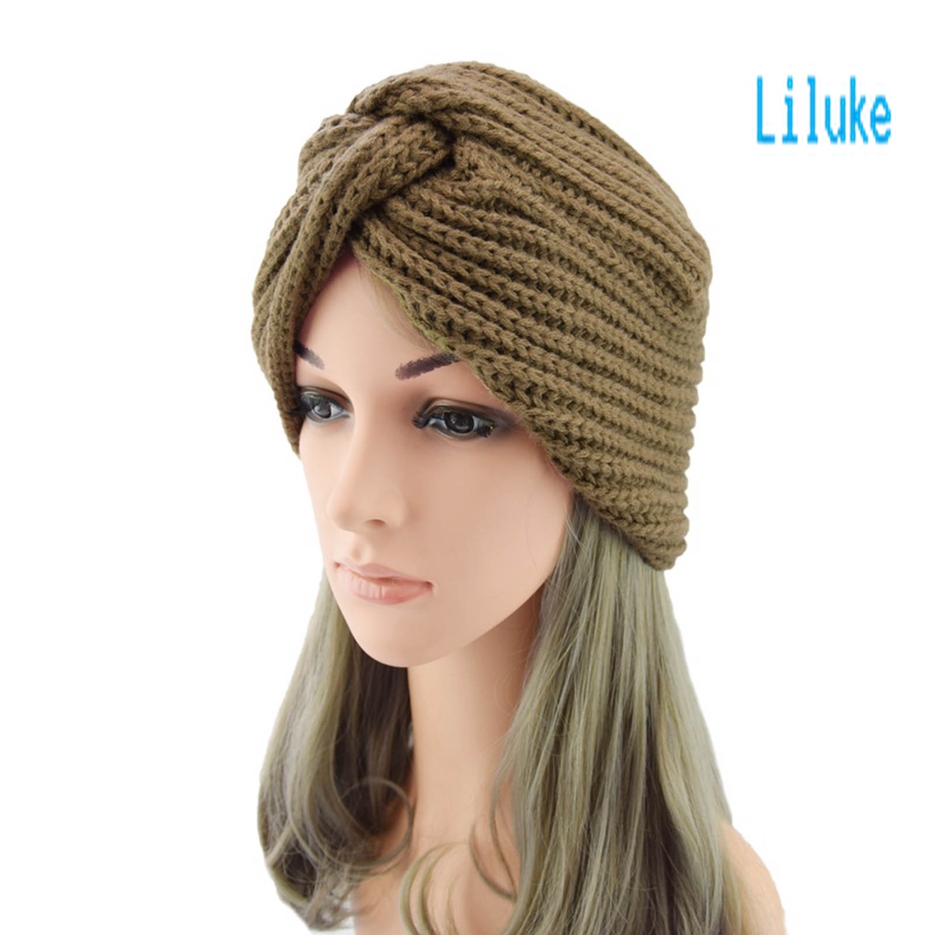 Mũ Beanie Dệt Kim Màu Trơn Co Giãn Tốt Thời Trang Thu Đông Cho Nữ