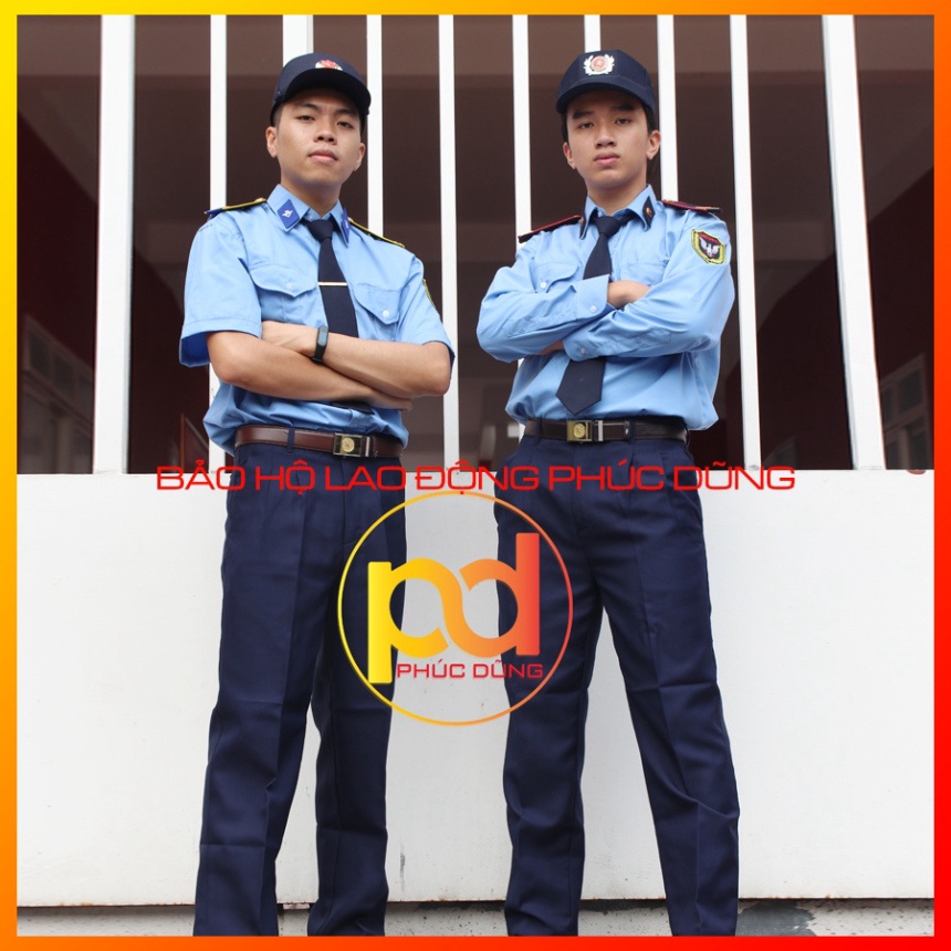 Áo đồng phục bảo vệ xanh biển tay ngắn đẹp chuyên nghiệp - [không phụ kiện] - giá rẻ chất cotton tốt thấm hút mồ hôi