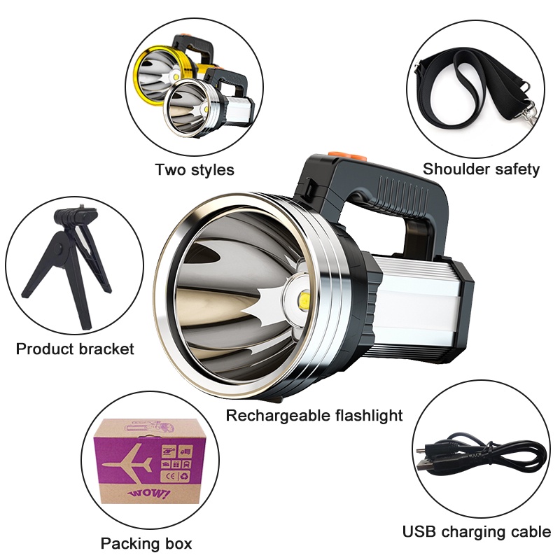 Đèn pin cầm tay siêu sáng 4 pin 12000 mAh 7000 lumen