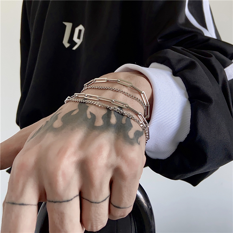 Vòng Tay Hai Lớp Bằng Kim Loại Phong Cách Hip Hop Thời Trang 22463