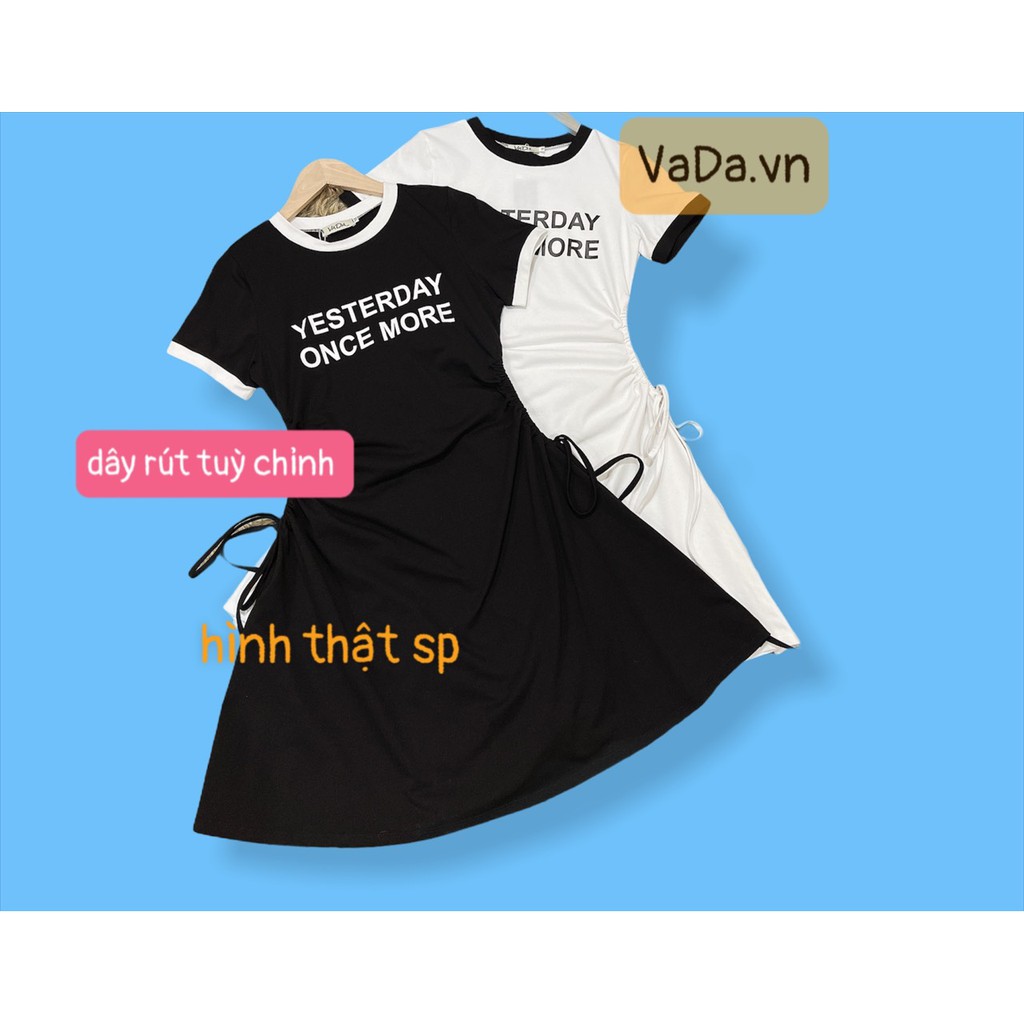Đầm xoè tay ngắn cổ tròn viền in chữ so iu đi biển, đi chơi, dạo phố - Thời Trang VADA (Đ8) | BigBuy360 - bigbuy360.vn