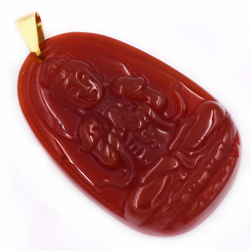 Dây chuyền mặt phật Như Lai Đại Nhật đỏ 3.6cm - Phật bản mệnh tuổi Mùi, Thân - Mặt size nhỏ - Tặng kèm móc inox