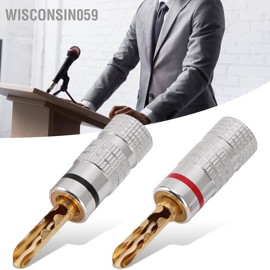 Wisconsin059 4mm Banana Plugs Gold Plated Brass Welding Free Connector for 12 to 18 AWG Speaker Wire