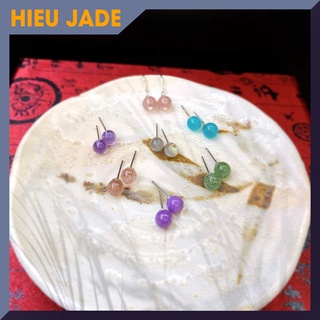 Hoa tai nụ bạc 925 đính đá 6mm hieu jade ht19