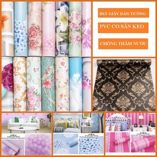 Giấy dán tường☀️ 𝐅𝐑𝐄𝐄𝐒𝐇𝐈𝐏☀️ giấy decal dán tường có sẵn keo khổ 45cm*10m  phòng ngủ, phòng khách trang trí đẹp n