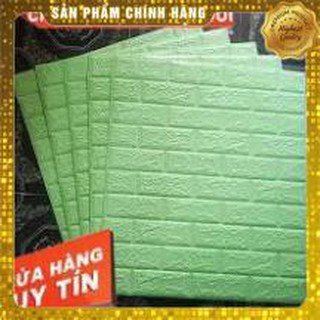 Combo 20 tấm xốp dán tường giả gạch 3d dày 4mm màu cốm bơ, xanh lá nhạt 70x77cm