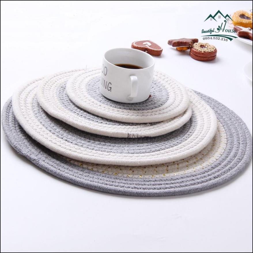 Miếng Lót Cốc, Lót Ly, Lót Đĩa, Lót Nồi chất Liệu Cotton - Tấm Lót Bàn Ăn Thấm Nước Bằng Vải Bện Xinh Xắn