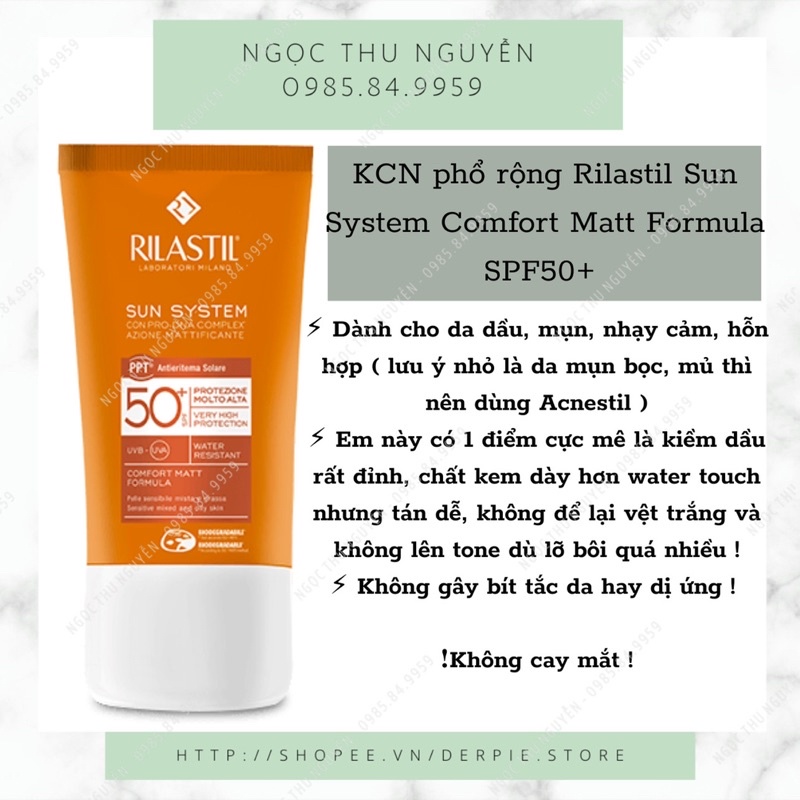 ( Bill Italy ) Kem chống nắng phổ rộng Rilastil Sun System SPF50+