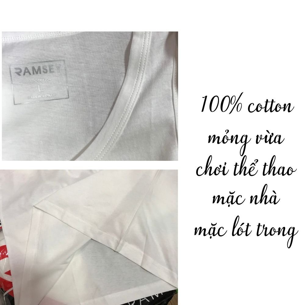 Áo ba lỗ nam màu trắng 100% cotton co giãn 4 chiều RSC01 - form slim