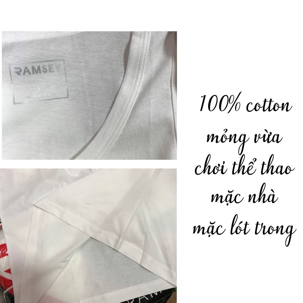 Áo Ba Lỗ Trắng RAMSEY RSC01 100% Cotton Siêu Thấm Hút Mồ Hôi
