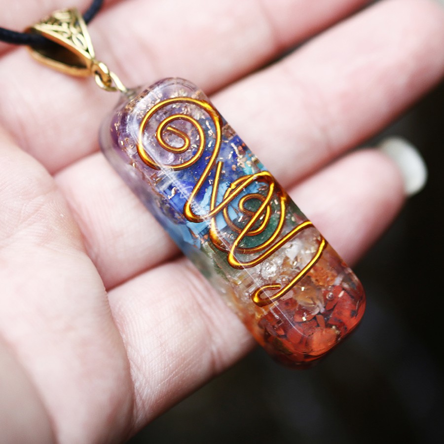 Dây đeo cổ 7 màu Chakra trị liệu cân bằng luân xa - 7 chakra healing Orgone Pendant