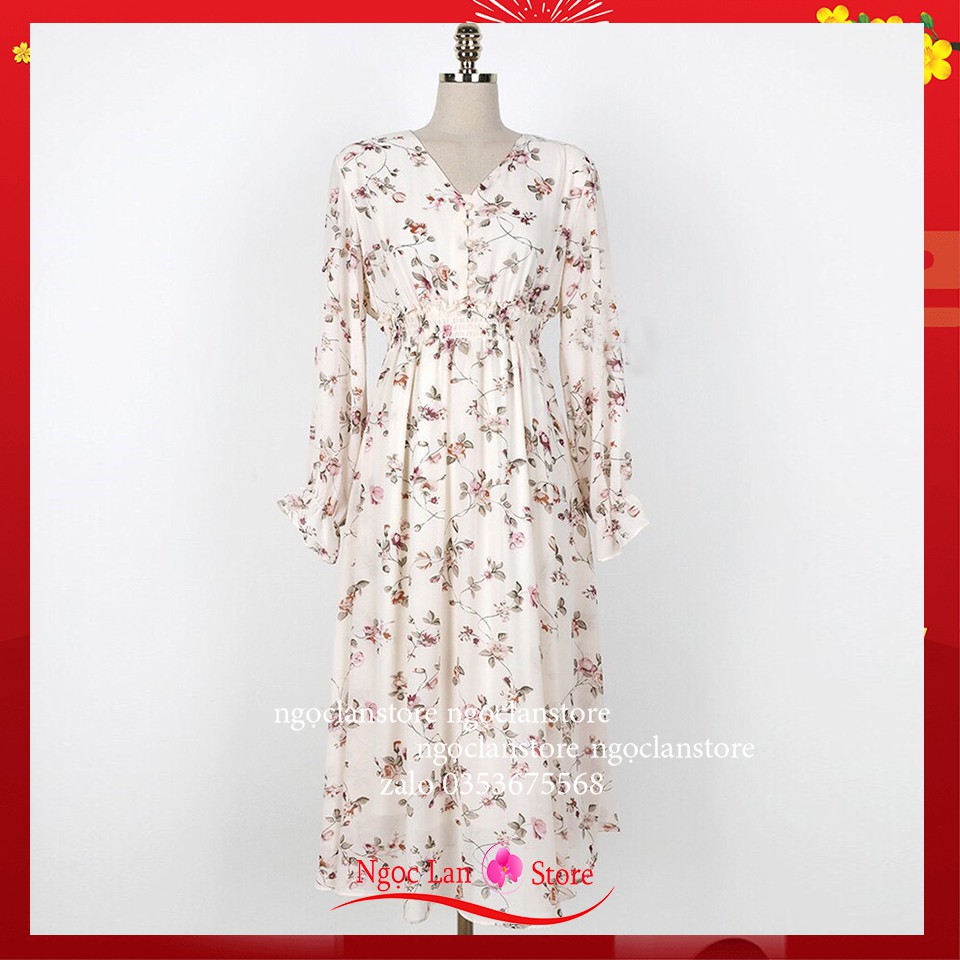 Váy Đầm Voan Tơ Cúc Ngọc Dáng Dài