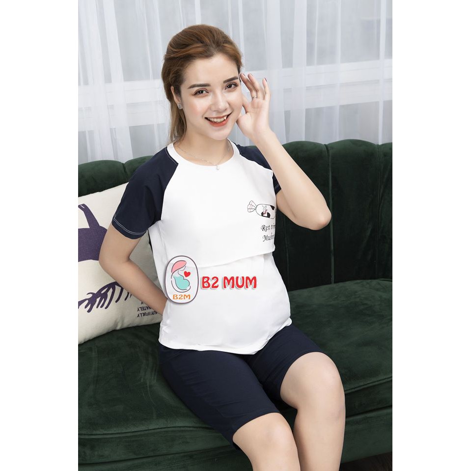 L117 Bộ bầu cotton ngố kẹo 2in1 bền đẹp thoải mái thoáng mát B2 MUM