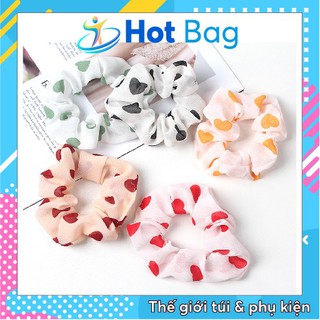 Dây buộc tóc, cột tóc vải scrunchies trái tim dễ thương