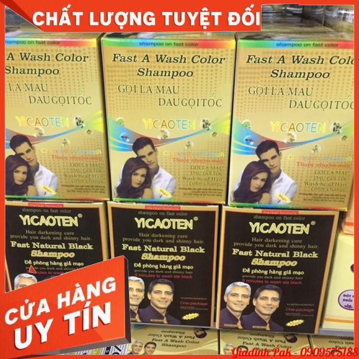 [Chính Hãng] Hộp Dầu Gội Nhuộm Đen Tóc YiCaoTen - Gội Là Đen (Hộp 10 Gói Có Kèm Bao Tay) | BigBuy360 - bigbuy360.vn