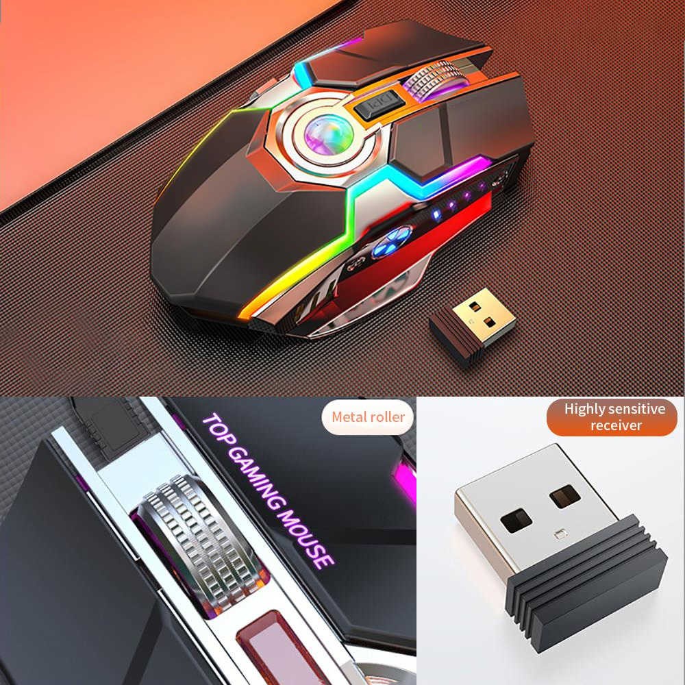 [Mã SKAMSALE03 giảm 10% đơn 200k] Chuột A5 Không Dây Chơi Game Sạc Pin Im Lặng Ergonomic 7 Phím Đèn Nền RGB 1600 DPI