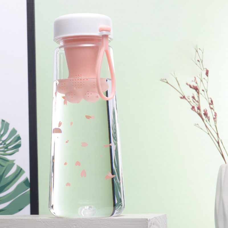 Bình Đựng Nước 550ml Bằng Nhựa Chống Rò Rỉ Hình Chân Mèo Dễ Thương