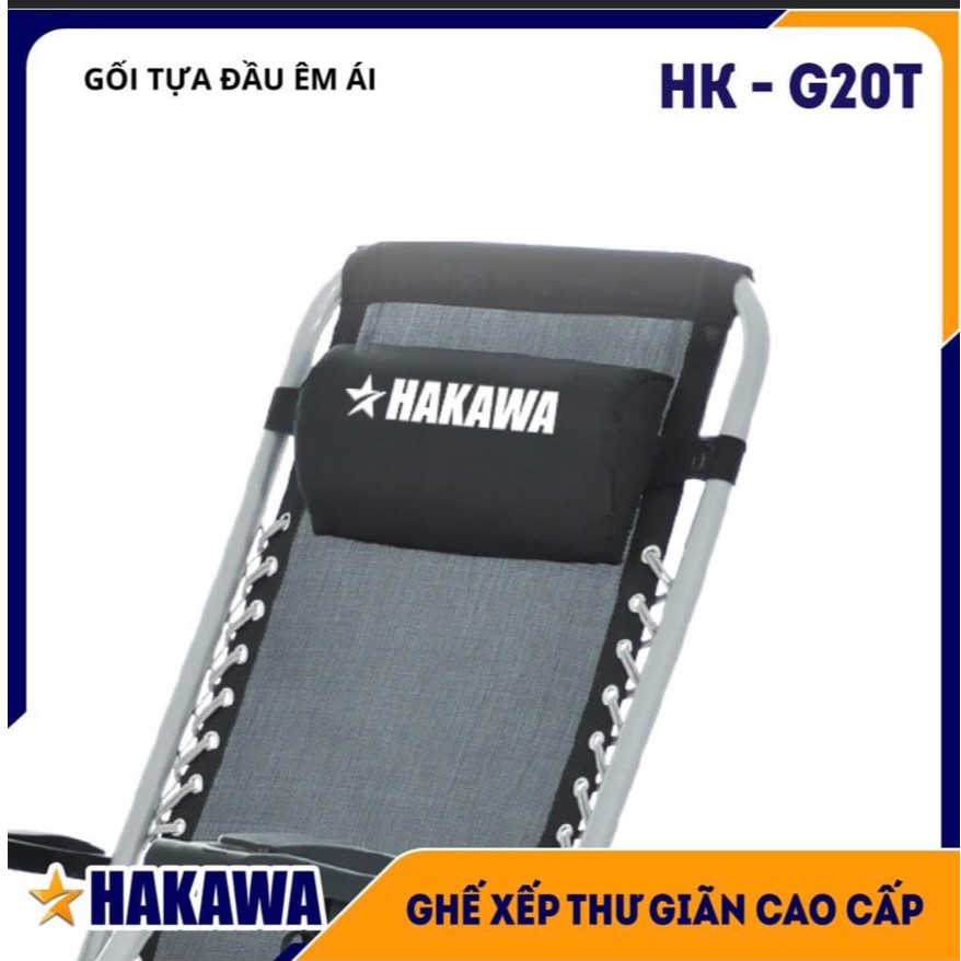 Ghế xếp thư giãn HAKAWA -[Tặng đệm ghế nằm cao cấp, tặng luôn khay đựng ly & gối]-Ghế xếp vải bố có khung thép không gỉ