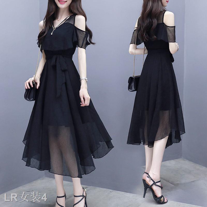 Váy nữ mùa hè 2021 kiểu mới Hàn Quốc dài giữa voan mỏng nhẹ thời trang quây quần áo <