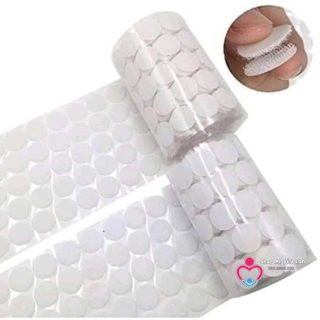 Set 100 cặp Băng dính nhám gai xé velcro tròn trắng 10MM