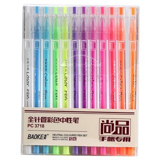Bút gel 12 màu neon nét 0.6mm baoke pc3718