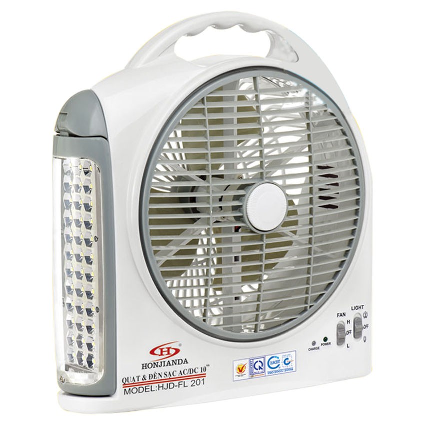 QUẠT SẠC KIÊM ĐÈN SẠC 1 VÀ 2 BÌNH HONJIANDA HJD-FL 201 LED- MSCLV