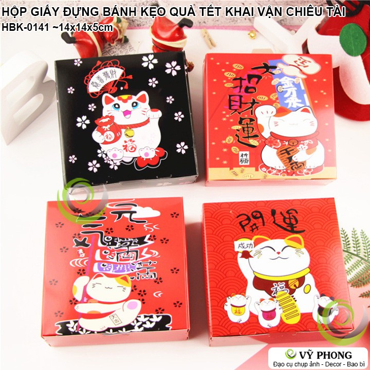 HỘP GIẤY ĐỰNG BÁNH KẸO TẾT TRUNG THU HÌNH MÈO CHIÊU TÀI KHAI VẬN CHÚC PHÚC ĐỰNG QUÀ TẶNG XUÂN TÂN NIÊN HBK-0141