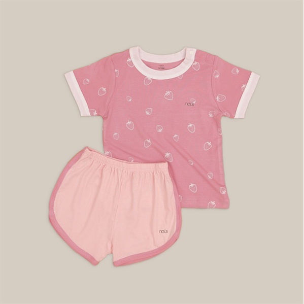 Bộ cộc cài vai trắng hồng vườn hoa cho bé từ 9 tháng tuổi đến 2 tuổi Nu Petit - Nous Bình Dương - Bipbipstore