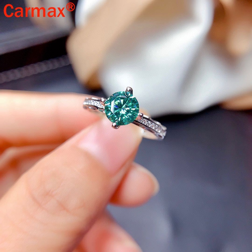 Nhẫn Moissanite Màu Xanh Lá Và Xanh Lá Đính Kim Cương Mới Cho Nữ