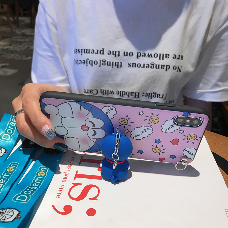 Ốp lưng samsung Silicone Họa Tiết Doraemon Có Dây Đeo Cho Samsung Galaxy A5 A8 2018 S10 A51 A71 A20S A520 A720 A9S A10S A30S A10 A50 A20 M20 Note 10