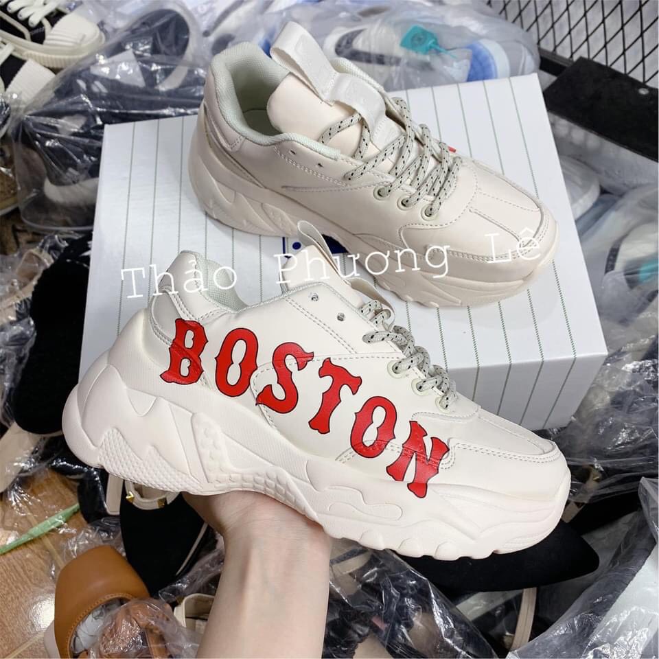 😊shophongtuyet😊Giày sneaker MLB Ny chữ vàng và Boston đế độn tăng chiều cao Hot trend nam nữ, Giày thể thao MLB