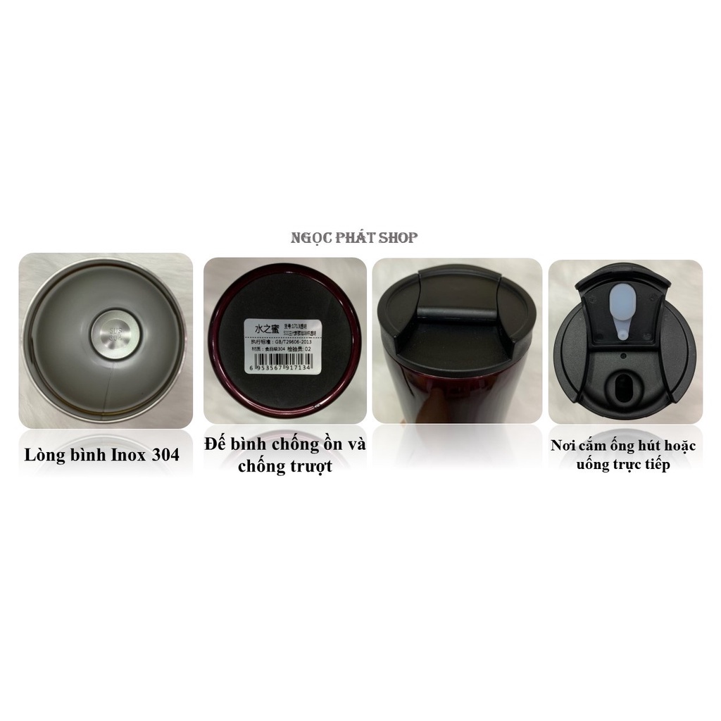 Ly Cafe Giữ Nhiệt SZM 500ml, Inox 304  [tặng kèm combo 2 ống hút inox và dụng cụ vệ sinh ống hút]