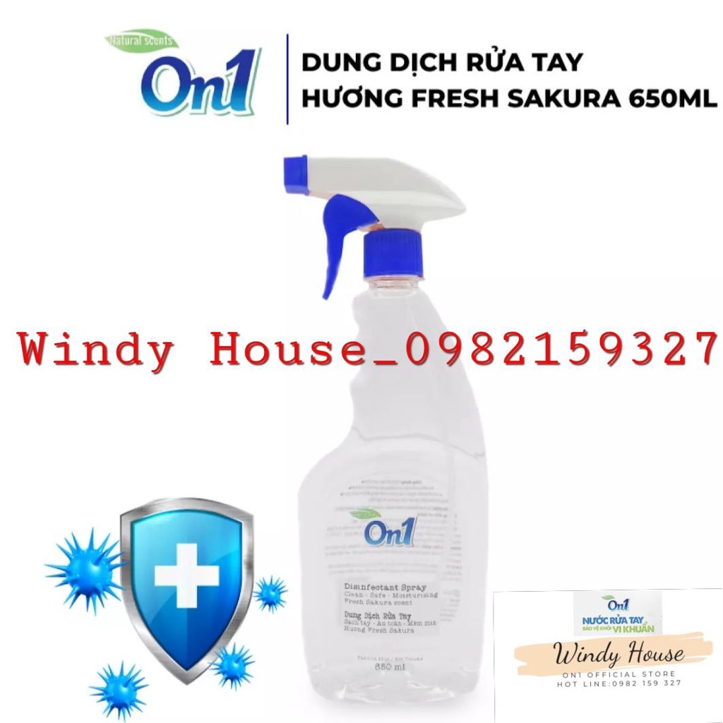 Dung Dịch Rửa Tay Khô On1 Hương Fresh Sakura 650ml