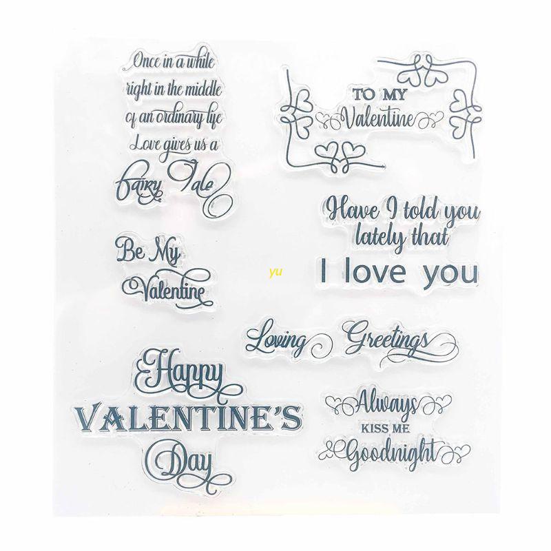 Con Dấu Silicon Trong Suốt Họa Tiết Chữ Happy Valentines Dùng Trang Trí Album Ảnh Thẻ