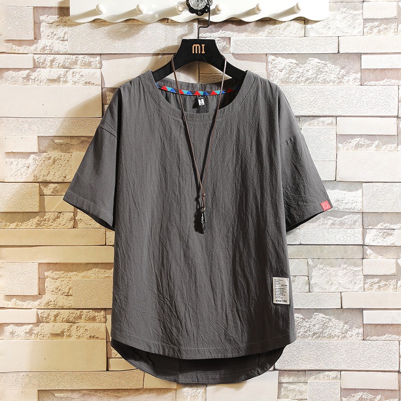 Áo Thun Tay Ngắn Cổ Tròn Màu Sắc Đơn Giản Cho Nam Size M-5xl