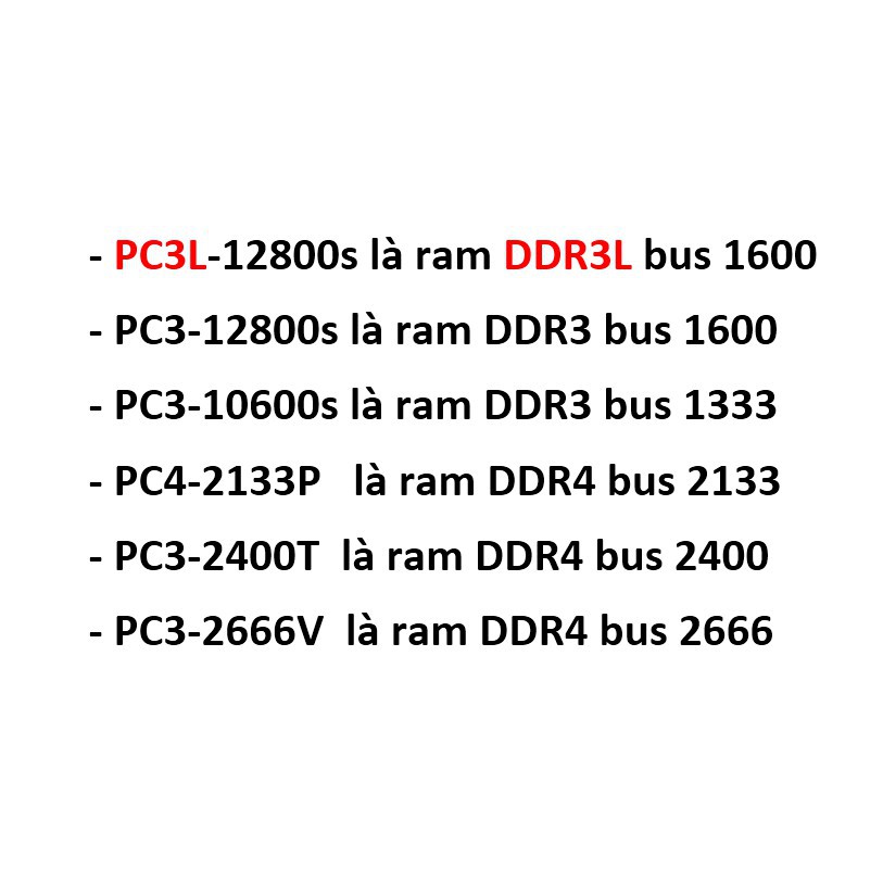 Ram ddr4 8gb ddr3 8gb ddr3l 8gb pc3-12800s pc3l-12800s pc4-2400T 2133P pc4-2666V bus 1333 1600 2133 2400 2666 tháo máy