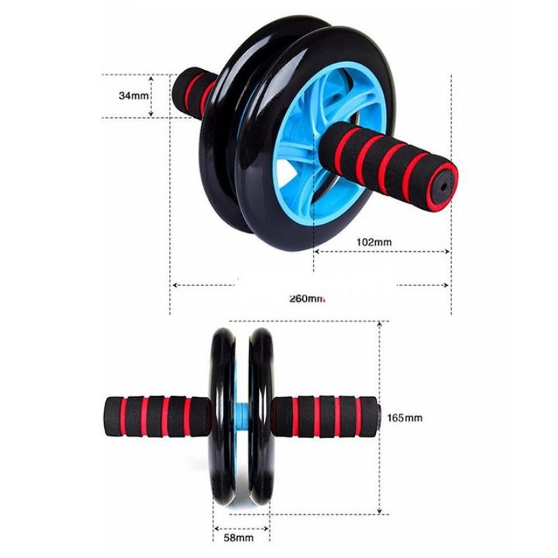 Con Lăn tập cơ bụng 2 bánh cao cấp, máy tập cơ bụng con lăn tập gym tại nhà TẶNG thảm lót gối