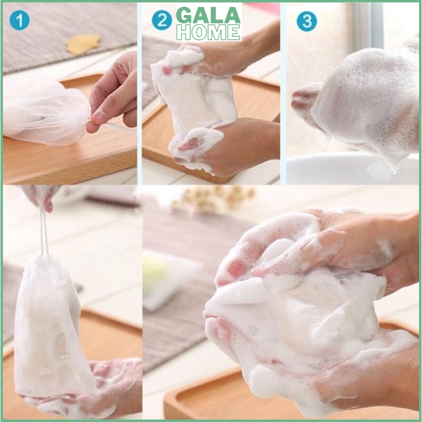 Túi Lưới Đựng Xà Phòng Tạo Bọt Tiện Lợi, Túi Tạo Bọt Có Dây Rút Kích Thước GALA HOME