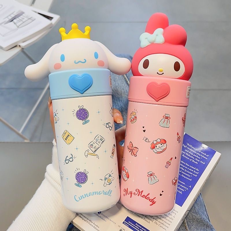 Bình giữ nhiệt Kuromi , Pompompurin , Cinnamoroll , My melody thiết kế búp bê 3D dễ thương dung tích 350ml
