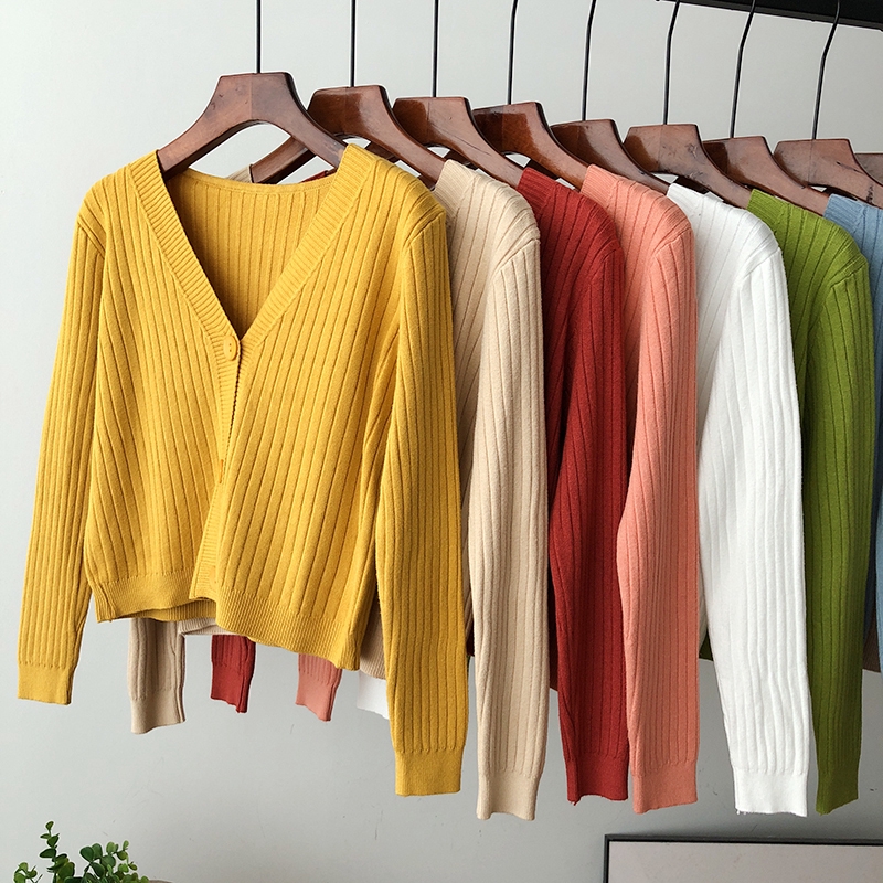 Áo Khoác Cardigan Dệt Kim Mềm Mại Dày Dặn Dáng Ngắn Kẻ Sọc Kiểu Hàn Quốc | BigBuy360 - bigbuy360.vn