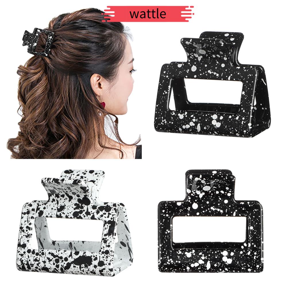 WATTLE Fashion Hair Claw Clip Strong Hold Barrette Hair Clamps Hair Accessories Women Girls Black White Acrylic Large Hairpins/Multicolor