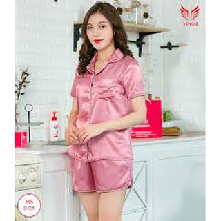 Bộ Pijama báo hồng chất liệu lụa cao cấp - mesue2018