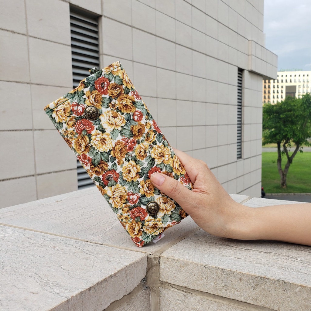 Ví Handmade Dáng Dài Cầm Tay Phong Cách Vintage Họa Tiết Hoa Xinh Xắn