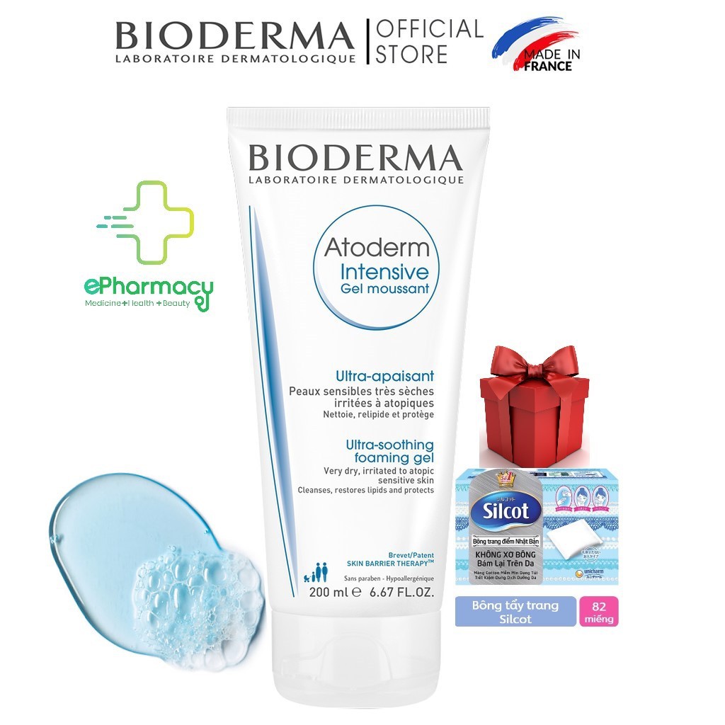 Sữa rửa mặt Bioderma Atoderm Intensive Gel Moussant 200ml- Gel làm sạch dịu nhẹ cho da rất khô và da cơ địa