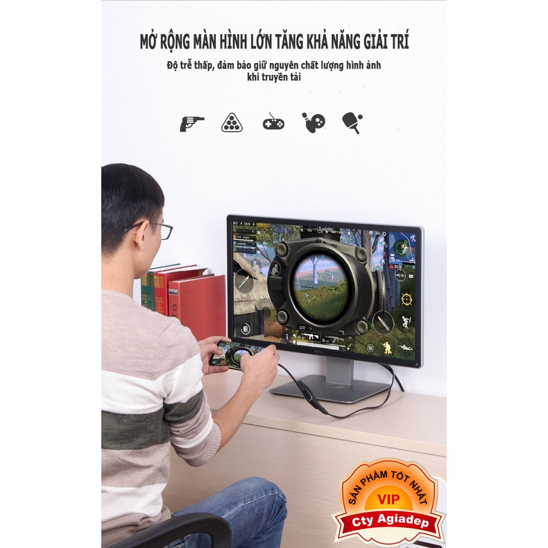 Cáp chuyển đổi tín hiệu Bluetooth-VGA kết nối mọi điện thoại 3in1 to VGA/HDMI/Audio untra HD 2k chính hãng Giormani